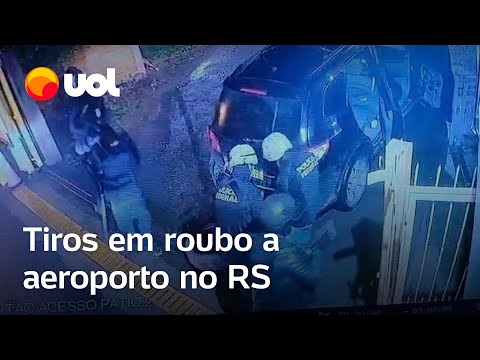 Vídeo flagra mega-assalto com refém e troca de tiros em aeroporto no Rio Grande do Sul