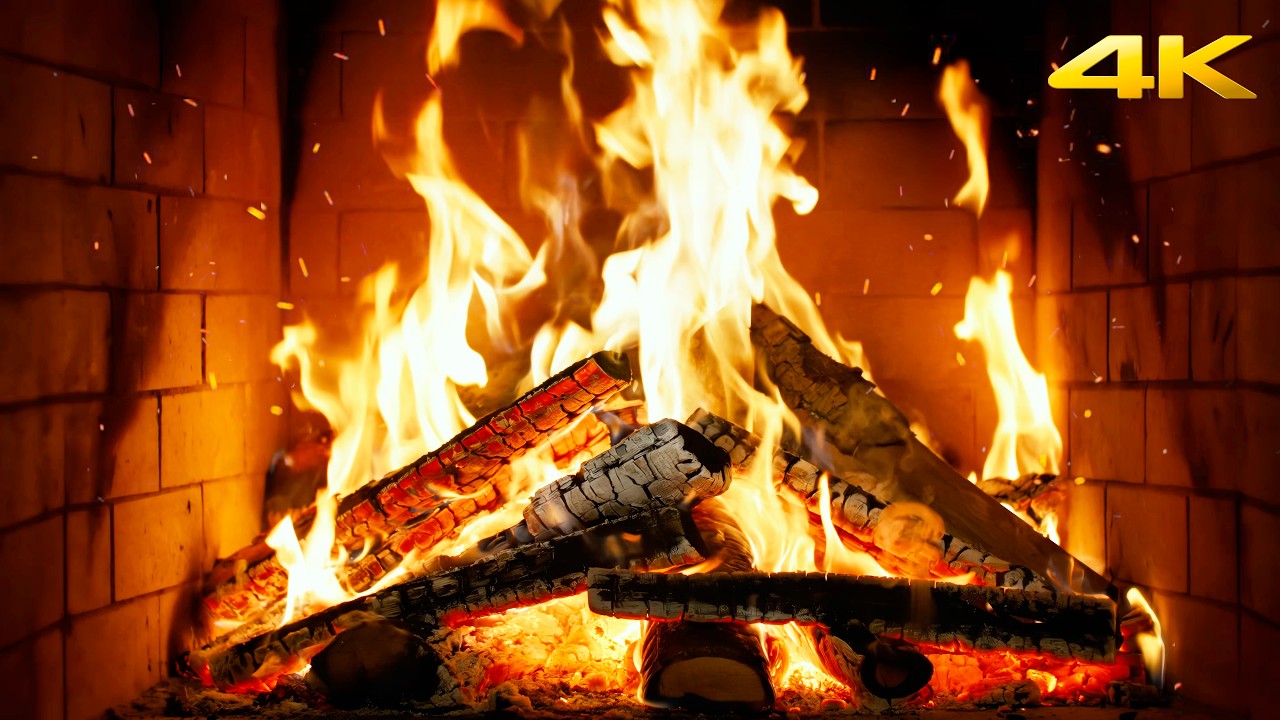 🔥 Smoldering Log Fireplace with Peaceful Fire Sounds and Dim Room Glow for Christmas Atmosphere