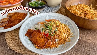 Bất ngờ món Cơm tấm chay với SƯỜN NƯỚNG CHAY đơn giản | Accnhi - Ăn chay cùng Nhi