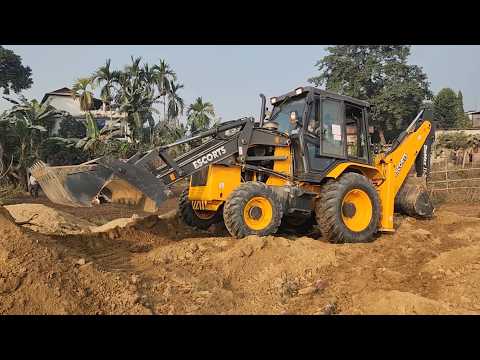 New Escorts Backhoe Loader Leveling ground - New Dozer Making Football Ground - Dozer Video 16