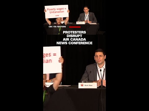 Protesters disrupt Air Canada news conference