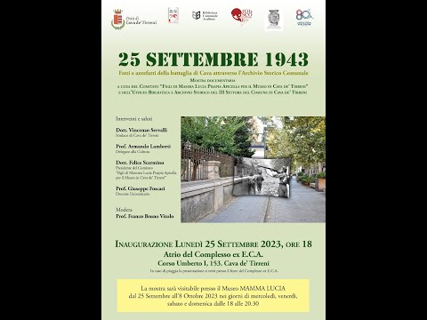 Intervento del Prof. Giuseppe Foscari all'inaugurazione della mostra "25 Settembre 1943"