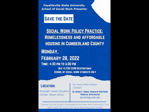 SOCIAL WORK POLICY PRACTICE: HOMELESSNESS AND AFFORDABLE HOUSING IN CUMBERLAND COUNTY