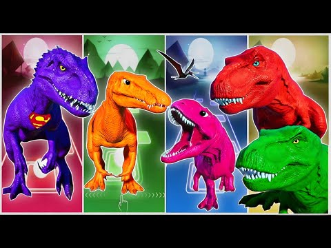 Jurassic World Tyranasaurus🆚 Indoraptor🆚 T-rex🦖 Tiles Hop Edm Rush😂😂😂
