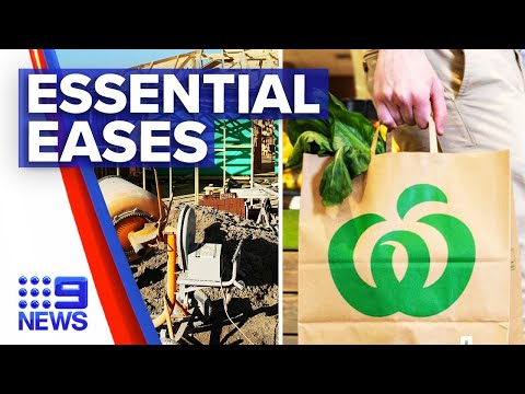 Coronavirus: Essential tradies and supermarkets ease into new restrictions | 9 News Australia