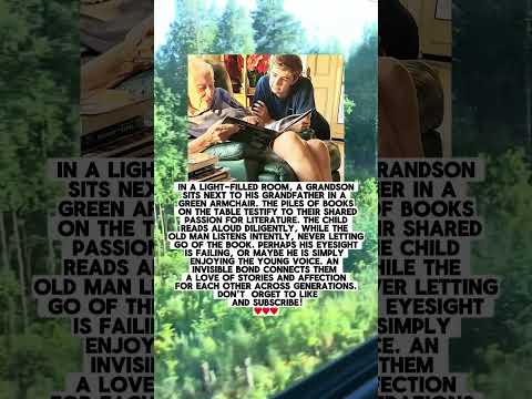 In The Brightly Lit Room, The Grandson Sits Next To His Grandfather And Reads A Book