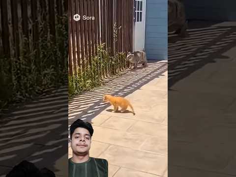 চিতাবাঘের হাত থেকে বিড়াল তার বাচ্চাকে রক্ষা করে। #animals