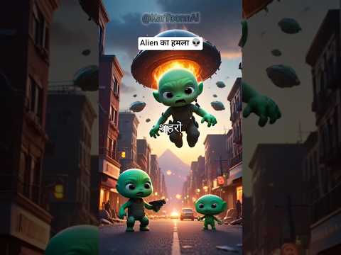Alien का हमला 👽 #shorts #ai #new #story #trending #viral #shortvideo #cartoon #shortsfeed #short