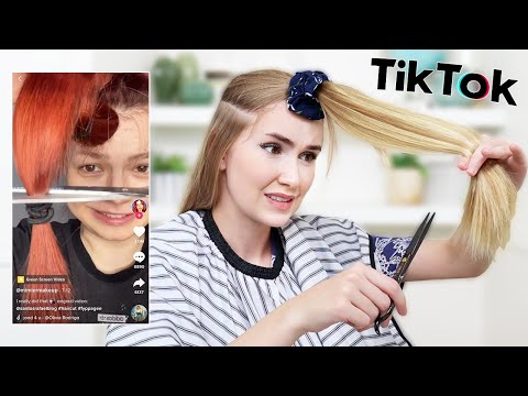 Video: attempting to cut my long hair... *wolf cut TikTok trend*