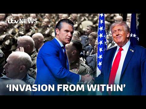 Trump says US is 'under invasion from within' in unusual speech to generals | ITV News