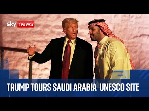 Donald Trump arrives for tour of Saudi UNESCO site