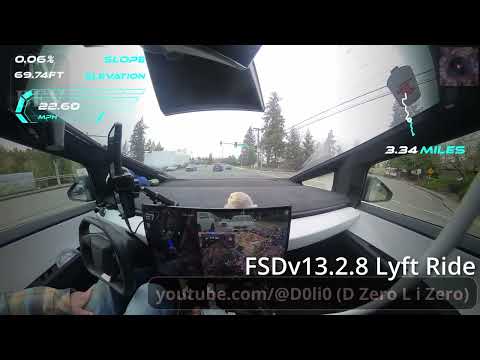 20250312 Tesla CyberTruck FSD v13.2.8 Lyft Ride