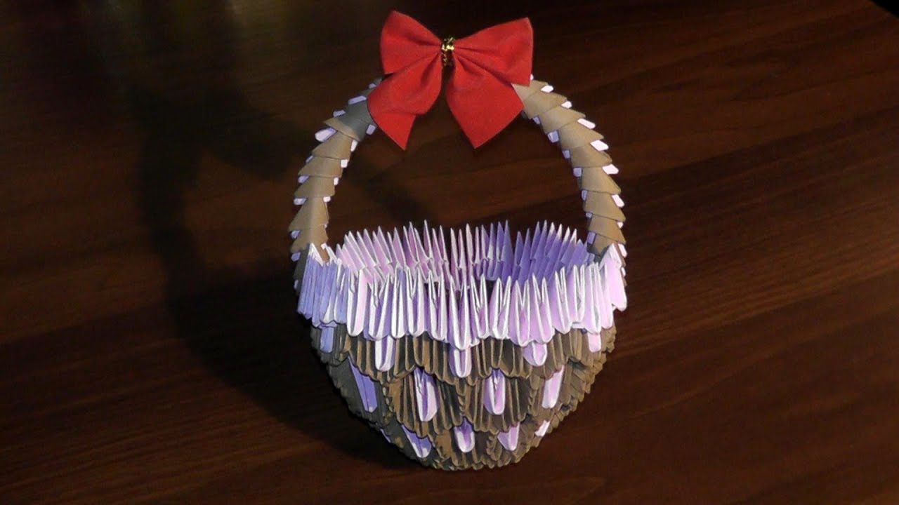 3D origami basket with handle master class (tutorial) YouTube