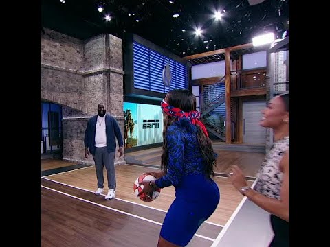 Chiney sinks TWO blindfolded free throws 🤣 | #shorts