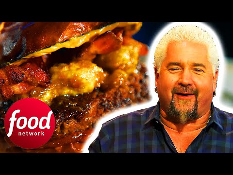 Guy Fieri IN AWE Of "Elvis" Burger Topped With Peanut Butter, Banana And Bacon | Guy’s Grocery Games