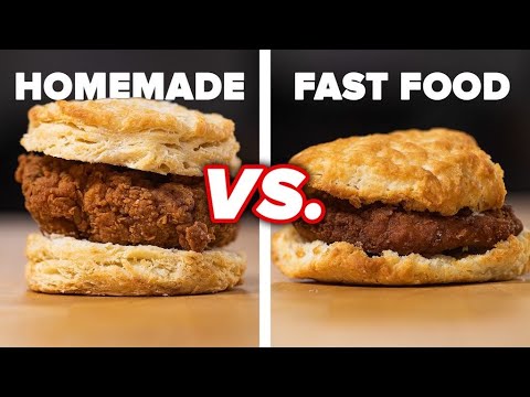 Homemade Vs. Fast Food: Fried Chicken Biscuit ? Tasty