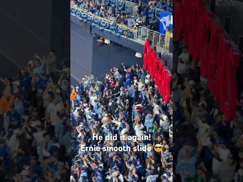ERNIE’S EPIC SLIDE!! 😱🔥Lets go blue jays 💙#viral #bluejays #canada #usa #dodgers #baseball