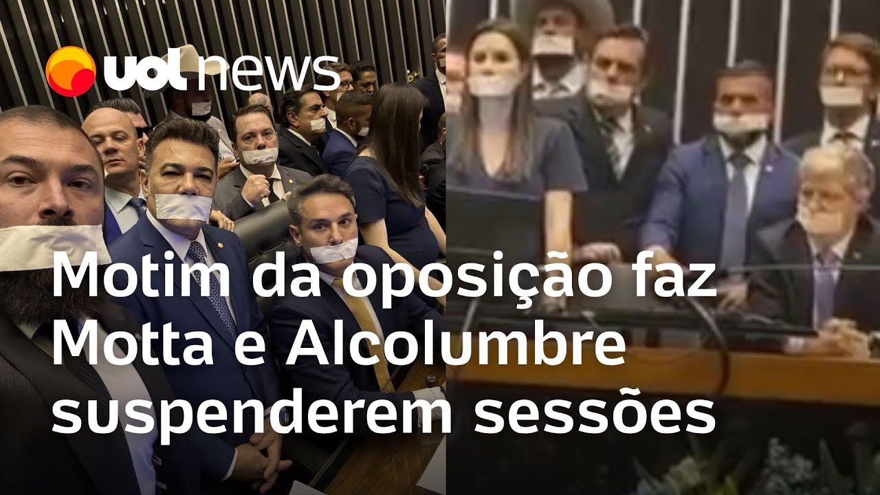 Motim da oposição faz Motta e Alcolumbre suspenderem sessões na Câmara e no Senado