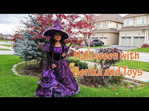 Trick or Treat with Jenika nd Veera. Jenny and Toys