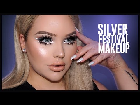 Silver Glittery & Glowy FESTIVAL Makeup Tutorial