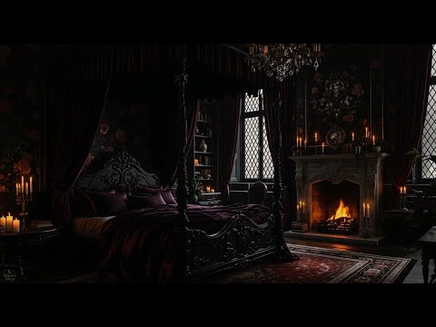 🎹 Dark Academia Music Box ⛈️🔥 Classical Piano, Rain & Cozy Fireplace Ambience For Sleep 🕯️📚 No Ads