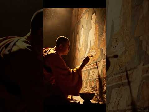 Cinematic Realism | Monk Repairs Ancient Temple Wall Painting