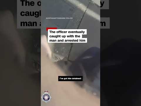 Bodycam footage shows police officer borrow bike to chase drug dealer