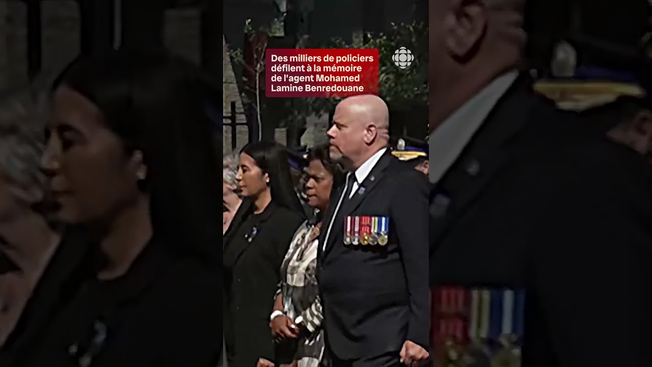 En images : des milliers de policiers défilent à Montréal à la mémoire de l’agent Benredouane