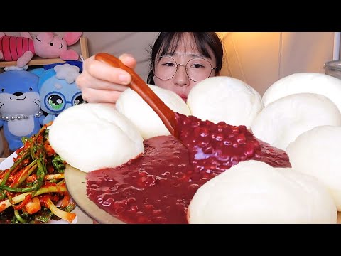 달달한 단팥죽과 우유찐빵🫘 달콤 따뜻한 단팥죽 옛날 찐빵 디저트 먹방 Dessert Mukbang