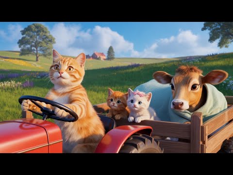 Mama Cat And Her Kittens Rescues Injured Cow | Heartwarming Farm Rescue Story 😸🐮