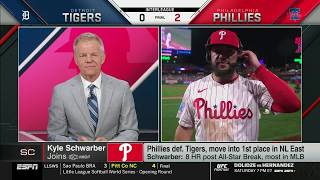 Kyle Schwarber reacts to the Phillies taking over first place in the NL East | SportsCenter