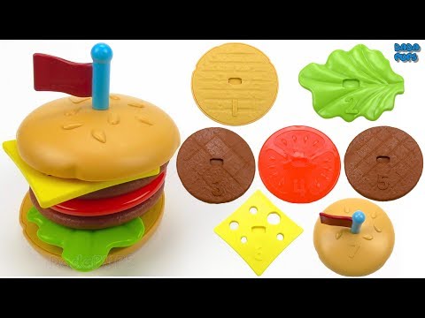 Learn Numbers from 1 to 7| Learn Colors with Wooden Food Toys| How to make huge Wooden Cheeseburger