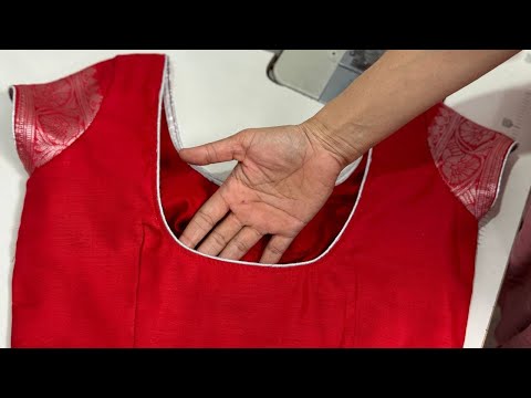 गोल गळ्यावर रेडीमेड पायपिंग लावण्याची Trick