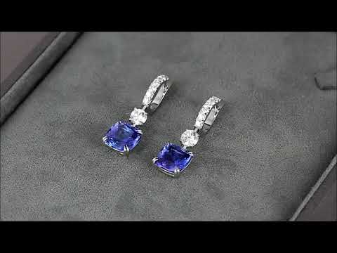 Золотые серьги с сапфиром и бриллиантами 