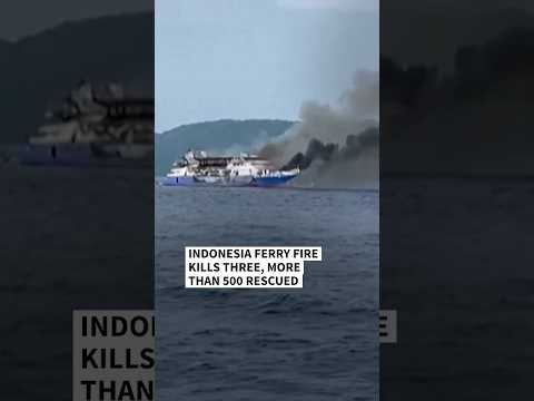 Indonesia ferry fire kills three, more than 500 rescued | AFP #shorts