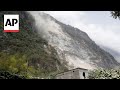 Landslides triggered by earthquake damages roads in Hualien Country, Taiwan