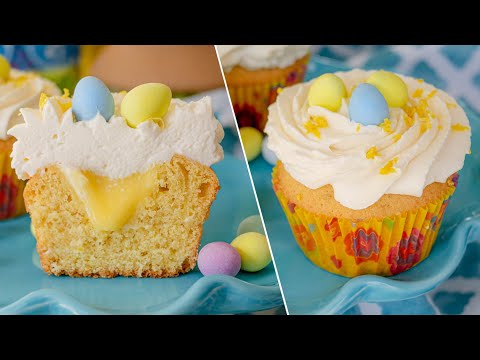 How to get perfect VANILLA CUPCAKES with lemon curd filling | soft and delicious Easter cupcakes