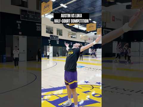 Austin Reaves vs Luka Dončić: Back at it with the half-court shot competition #lakers
