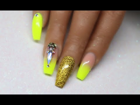 Neon Yellow Acrylic Nail Art
