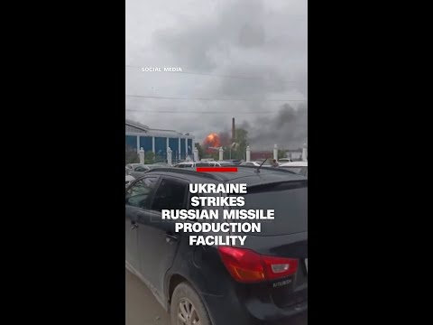 Smoke billows after Ukrainian drone strike in Russia