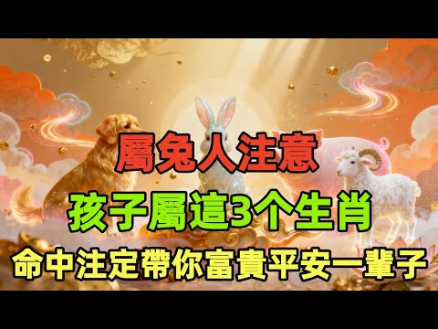 屬兔人注意！孩子屬這3个生肖，命中注定帶你富貴平安一輩子！