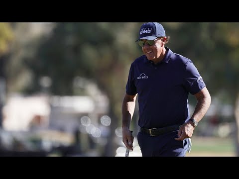 Phil Mickelson makes par from the water at Cologuard Classic
