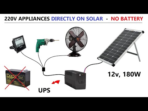 Run 220V AC Appliances with 12v 180W Solar Panel without Battery ( Using 220V UPS Inverter )