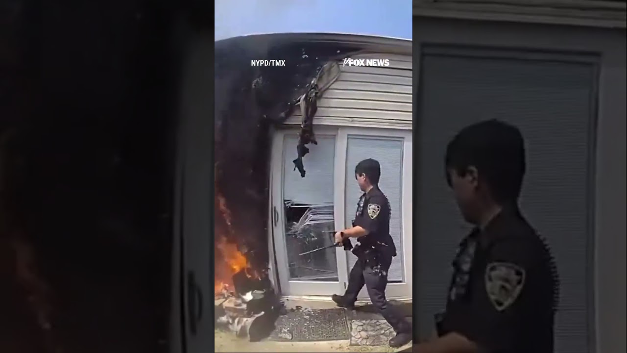 INTO THE FLAMES: Heroic NYPD officers leap into action #shorts #usa #us #viral #new