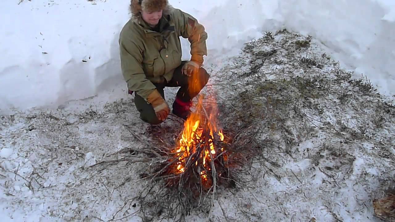 Bushcraft - Essential Winter Fire Lighting Techniques - YouTube