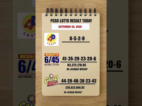 Lotto Result Today 9pm Draw September 30, 2026 PCSO #lotto#lottoresulttoday #9pmlottoresult