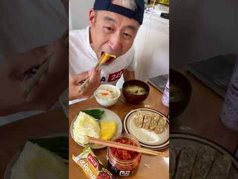 유부만두..<strong>김치</strong>..오믈렛풍계란..양배추.피망..<strong>김치</strong>..미소시루..약과..#먹방 #mukbang