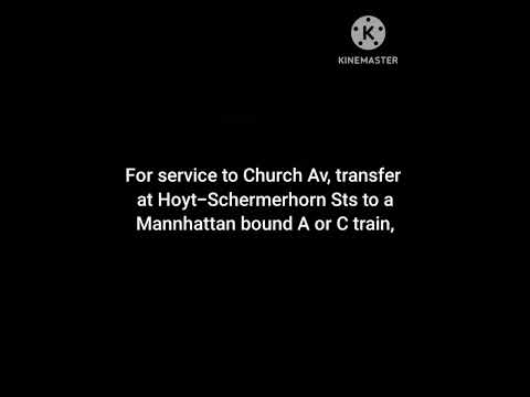 MTA station announcement: G trains are not running between Hoyt-Schermerhorn and Church Av