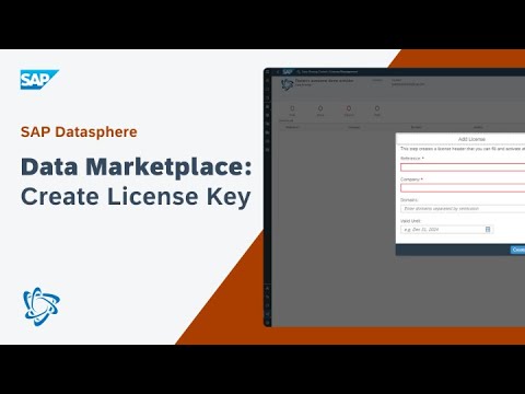 Create a License Key in Data Marketplace: SAP Datasphere