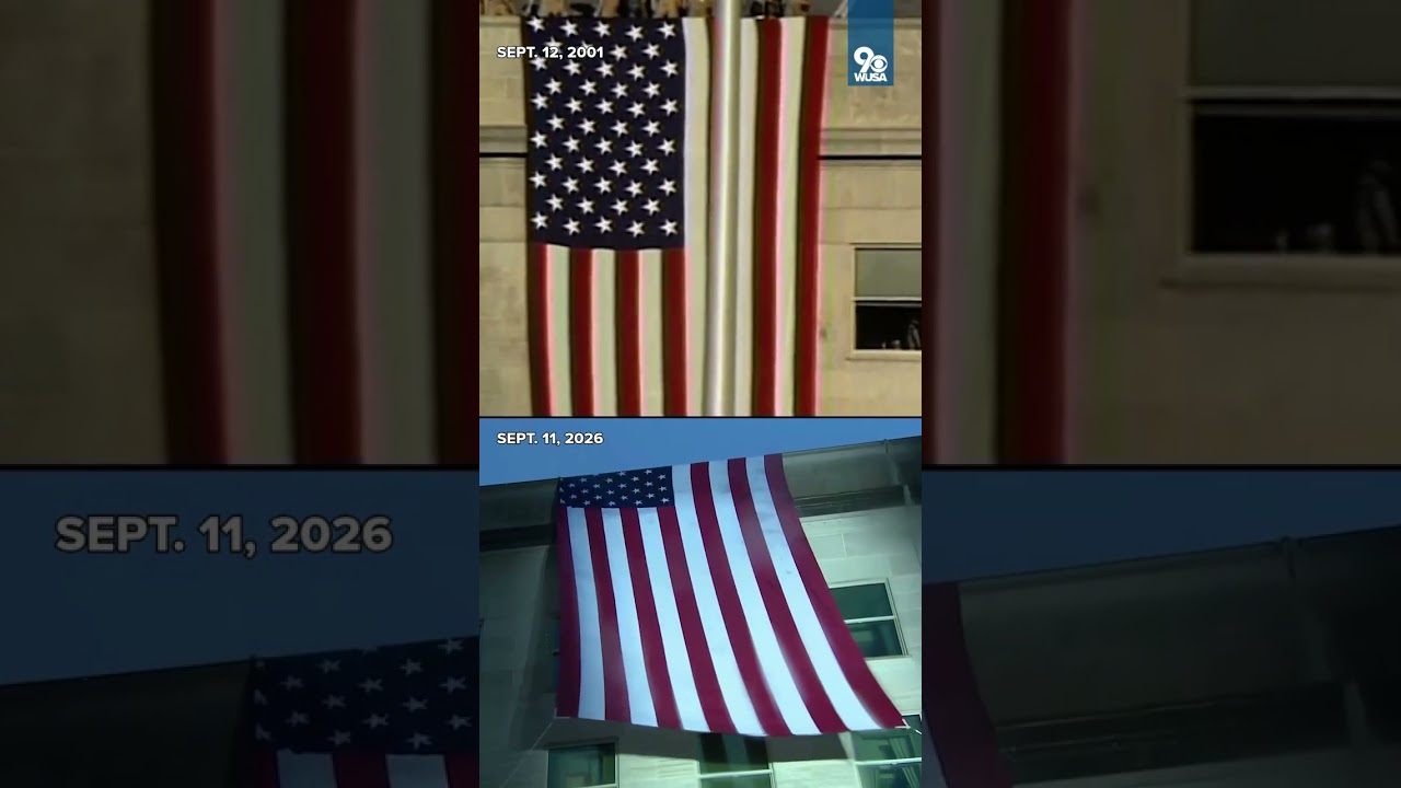 Pentagon flag unfurling, 2001 and 2026: Footage from after the attack, and 25 years later